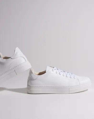 Selected vita chunky sneakers i skinn för herr