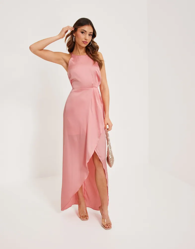 Buy Nelly Drapy Satin Gown - Dusty Pink | Nelly.com