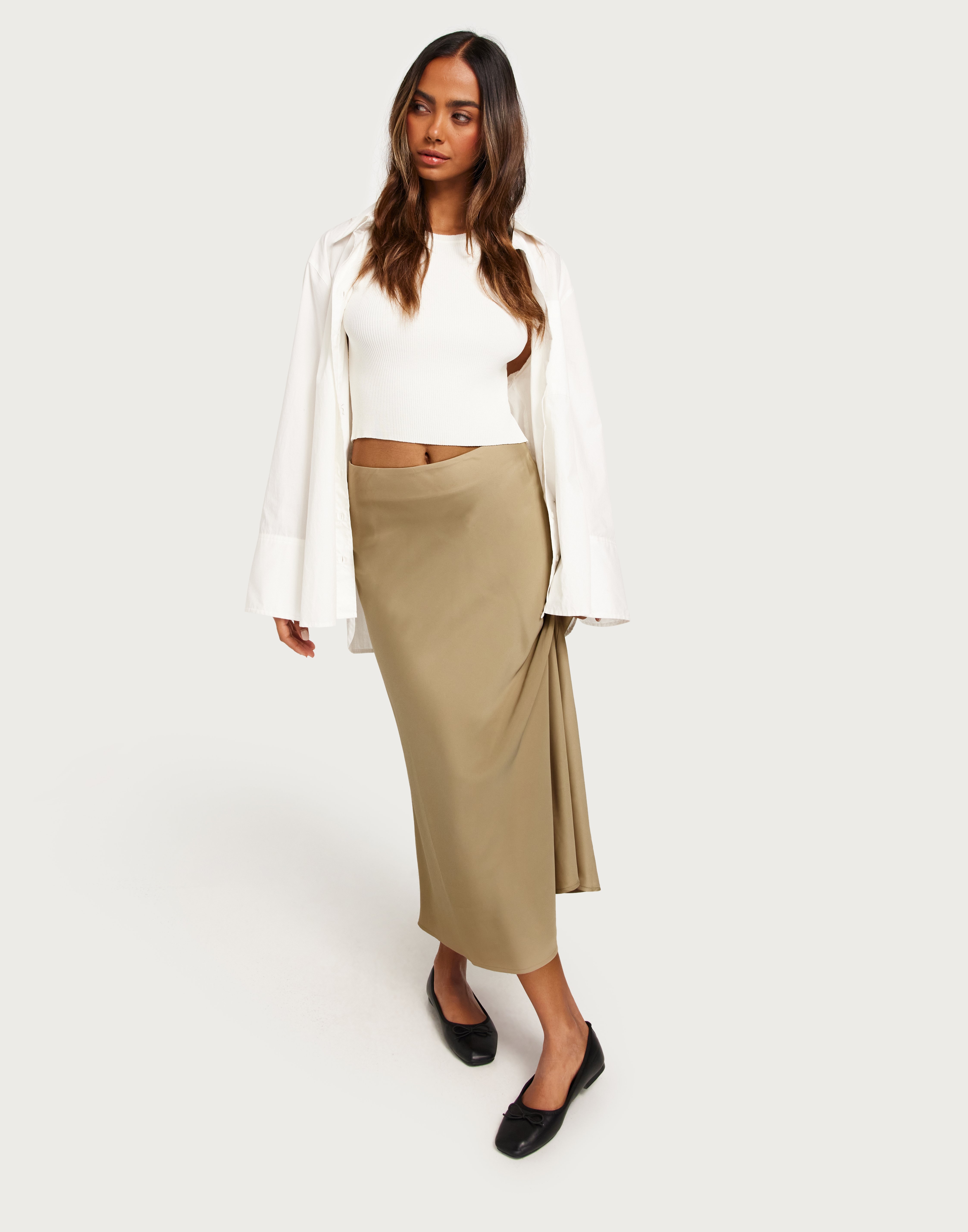 Timey Hw Midi Skirt Almond Buff