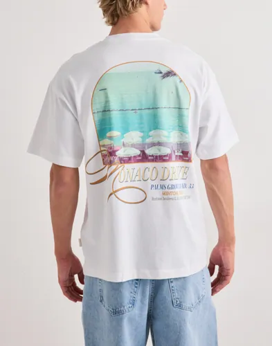 Jack & Jones Sanremo vit oversized t-shirt med ryggtryck