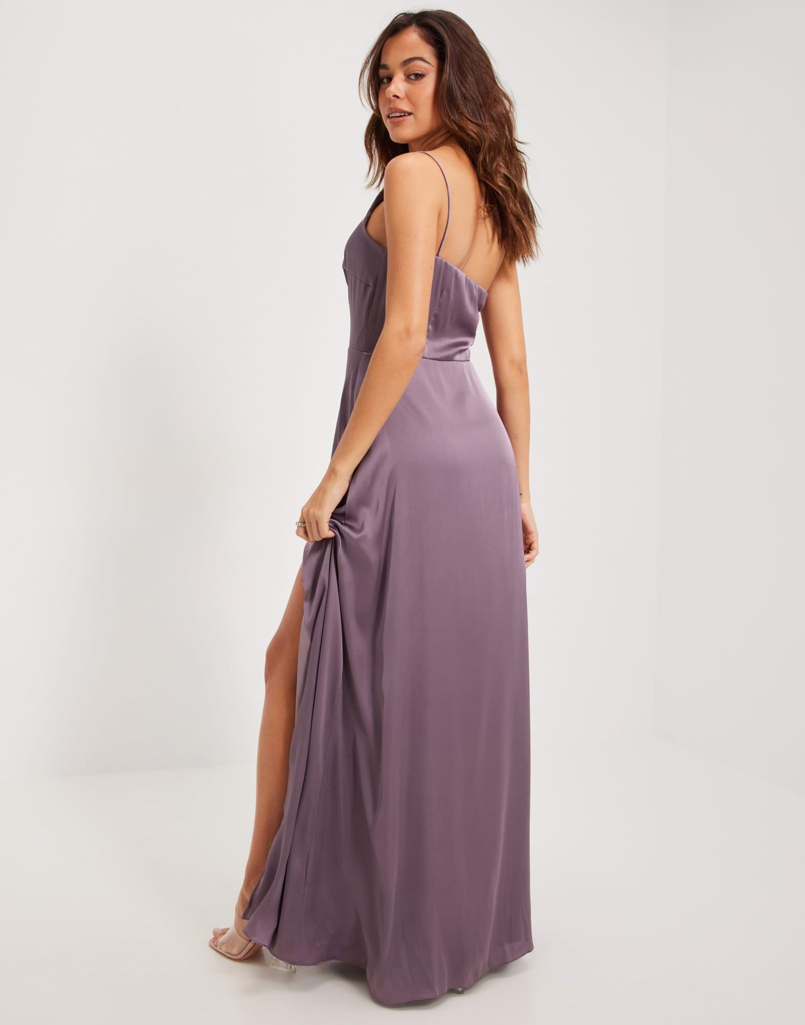 A-Line Satin Floral One Shoulder Long Sleeveless Dress Papaya