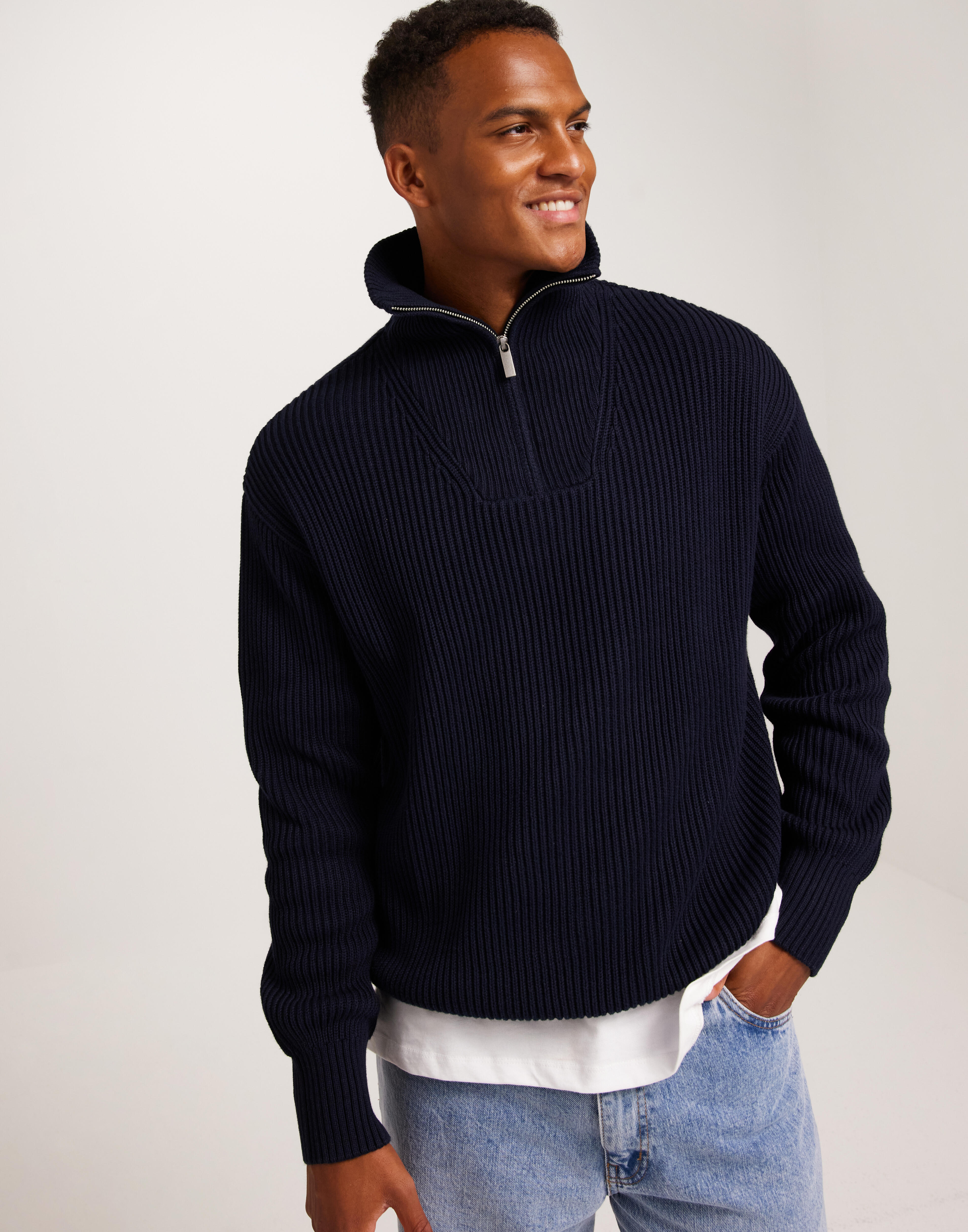 【驚きの値段で】 HALF RELAXED KNIT LS SLHDRY Homme Selected Buy ZIP Sky - ウェア
