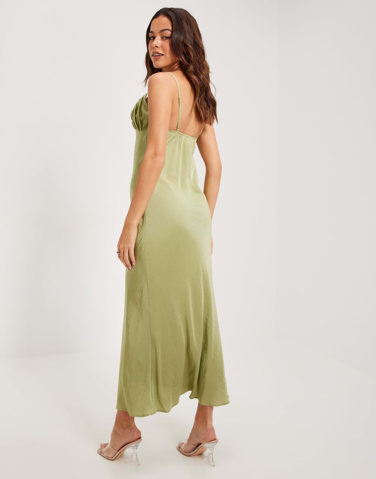 Elegant Mermaid Spaghetti Strap Keyhole Neckline Backless Tie Satin Maxi Dress