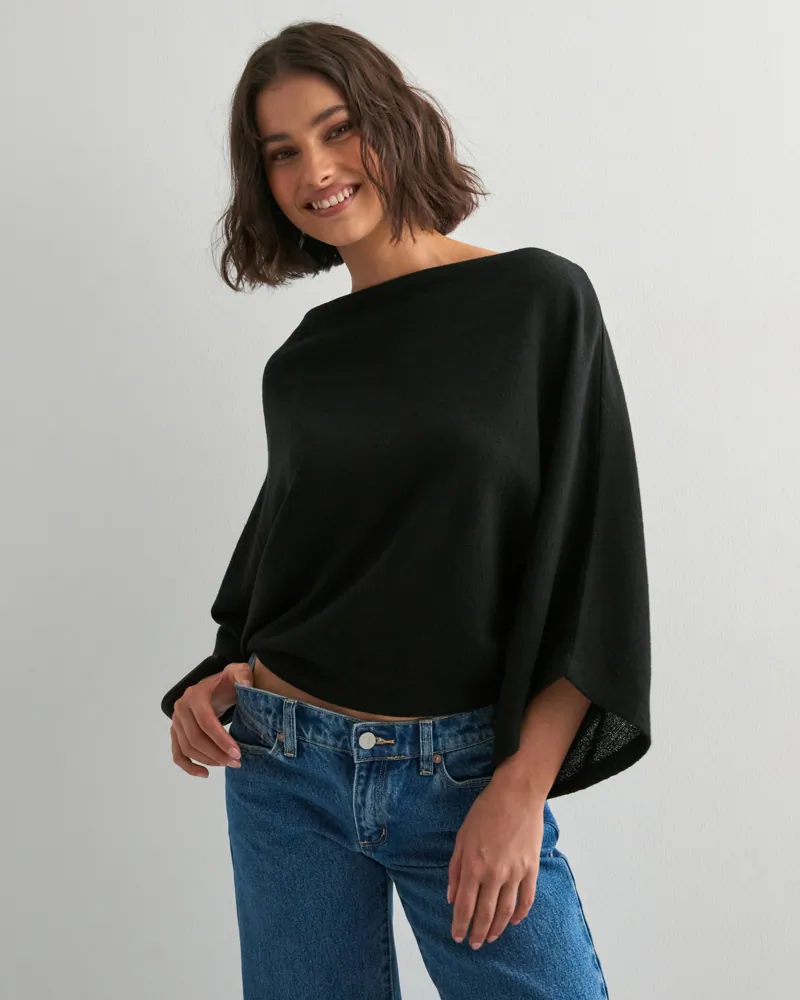 Nelly Effortless Poncho Sweater stickade tröjor dam – bild 3