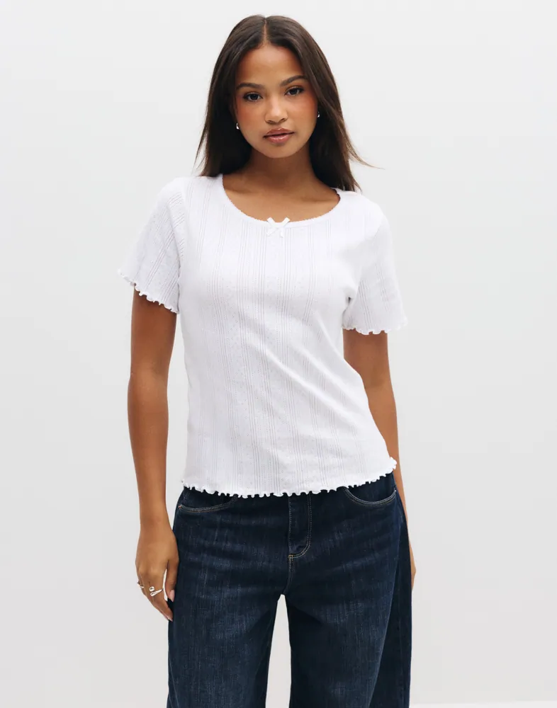 Pcnilla Ss Pointelle Top Jrs