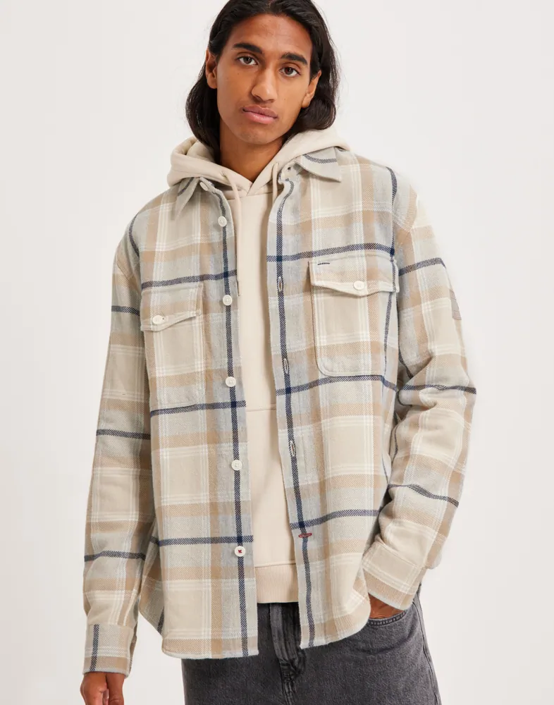 Buy Tommy Hilfiger BRUSHED CHECK OVERSHIRT Light Grey NLYMAN