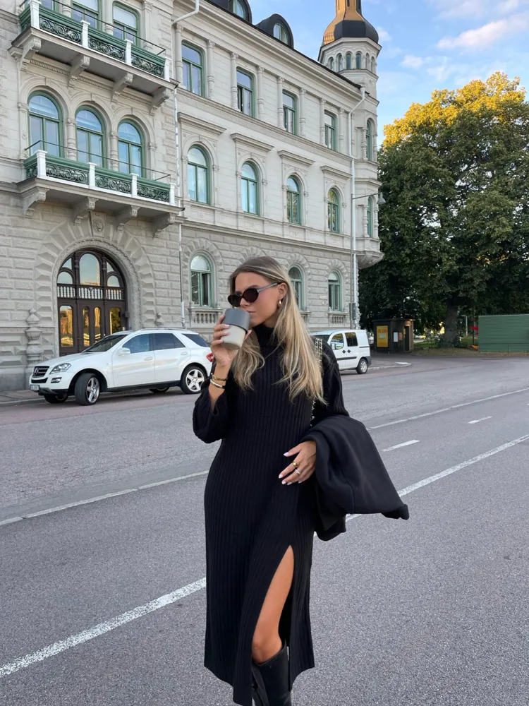 grey knitted dress long sleeve No Better Time Grey Ribbed Knit Sweater Mini Dress main image 0