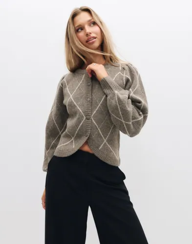 Neo Noir - Grå - Koteas Check Knit Cardigan – Kofta med knappar