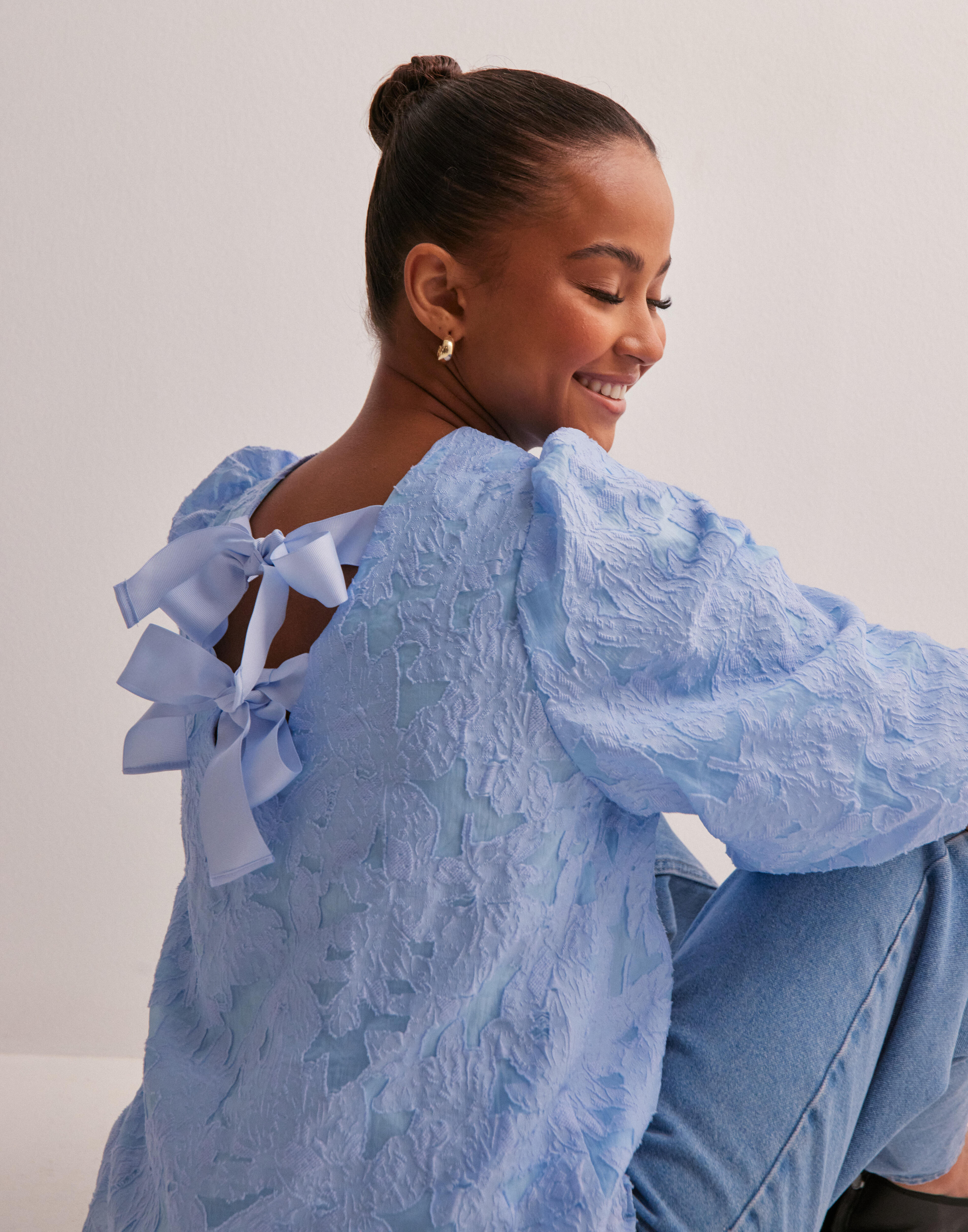 Buy Neo Noir Lorraine Brocade Blouse - Sky Blue | Nelly.com