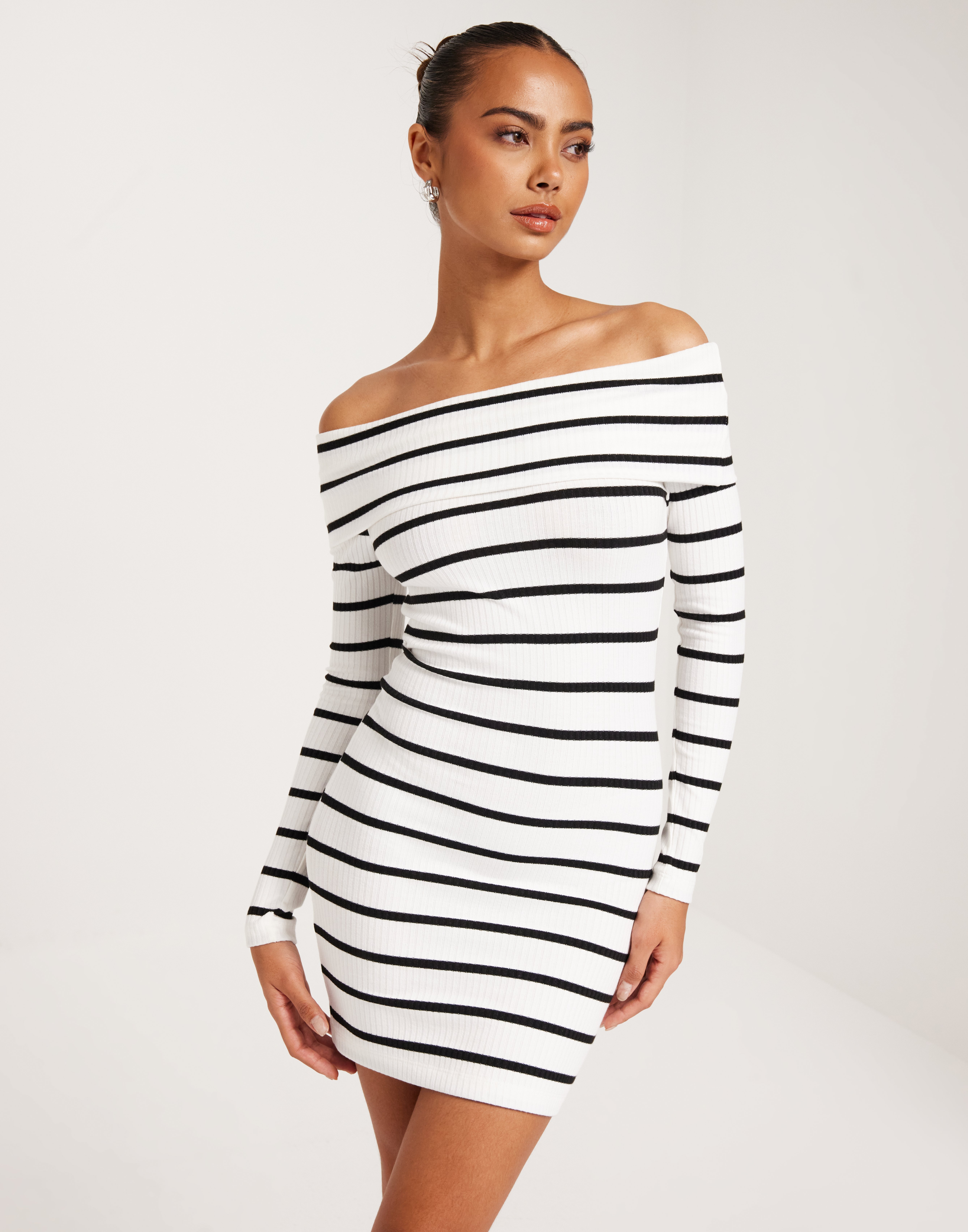 Buy Nelly Striped Off Shoulder Dress Striped Nelly