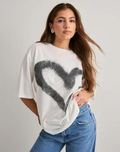 One Teaspoon - Hvid - Heart White Kobe Tee