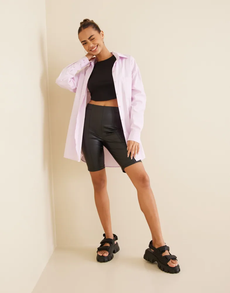 ONLKAKTUS FAUX LEATHER BIKER SHORTS - Main Image