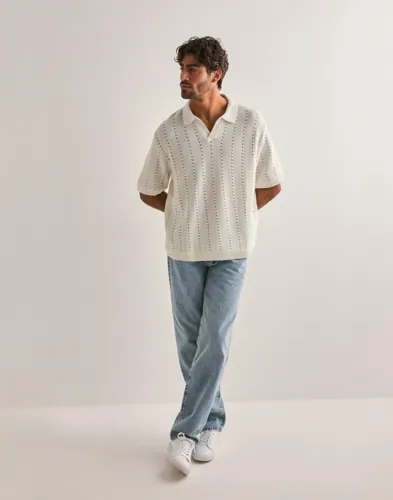 JACK & JONES Jorparos Knit Easter Ss Crochet Pol Kortärmad piké pikéer herr – bild 2