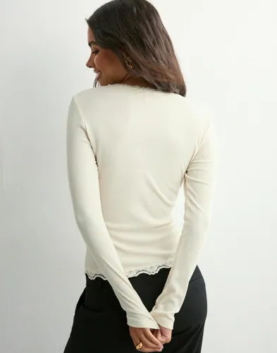 ONLY Onlenea L/S Lace Mix Placket Top Jr blusar dam – bild 3