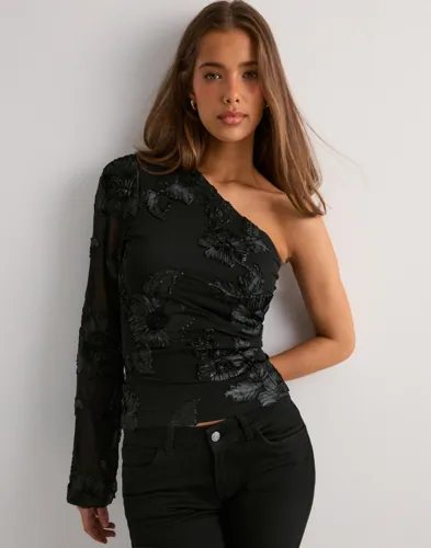 Neo Noir - Sort - Friana Big Flower Mesh Blouse