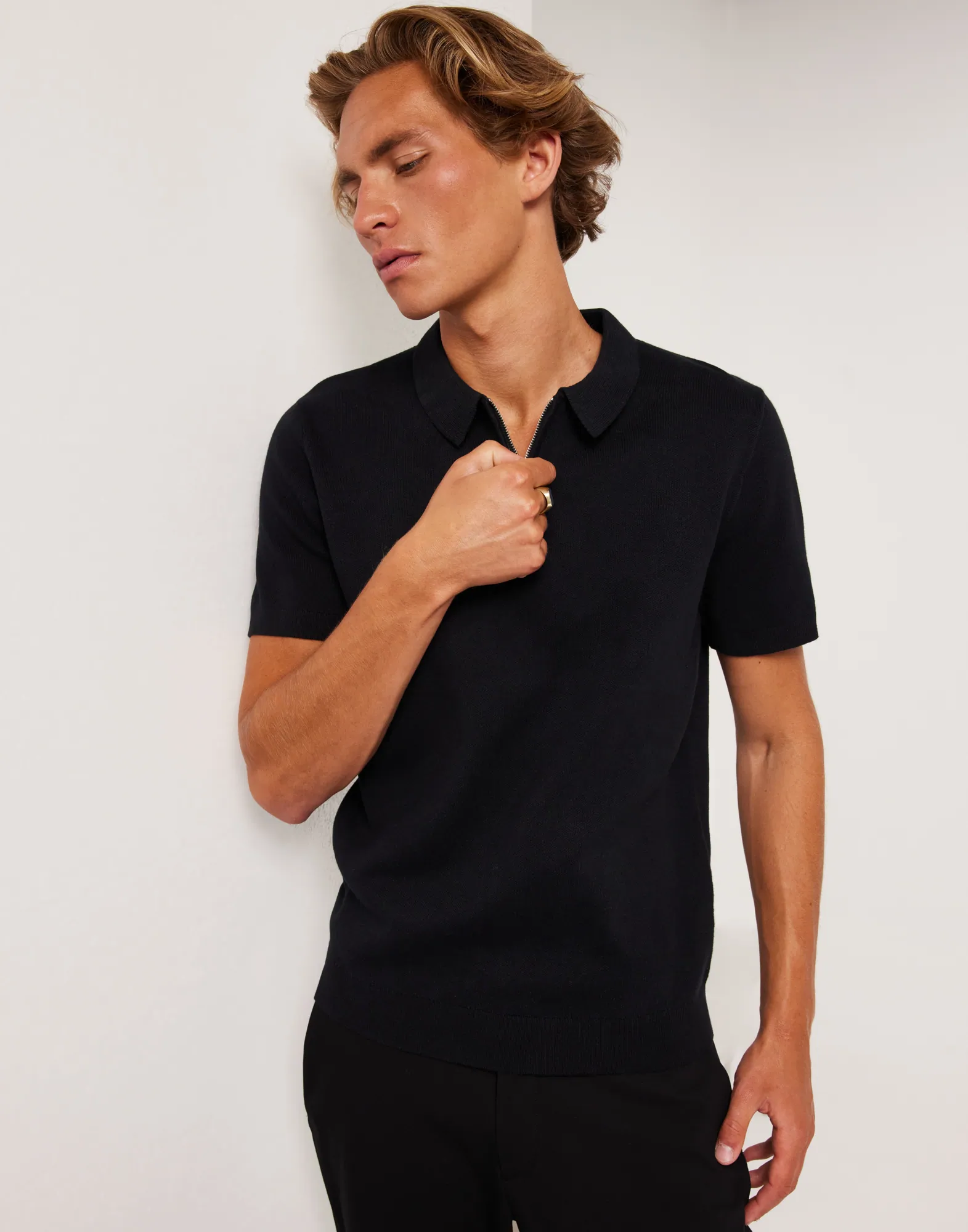 SLHFLORENCE SS KNIT ZIP POLO EX