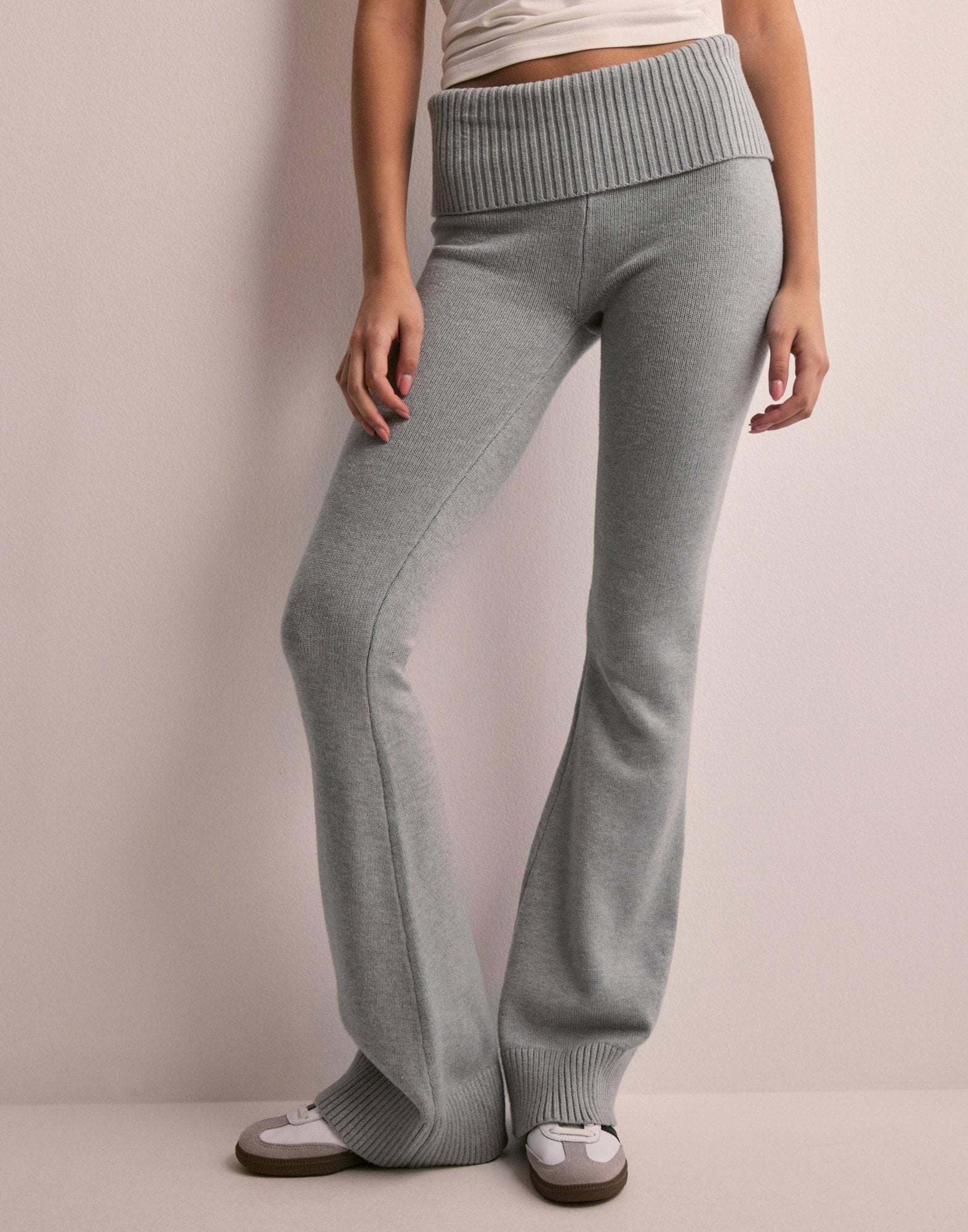 Buy Nelly Tight Rib Knit Pants - Grey Melange | Nelly.com
