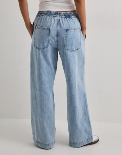 Pieces - Blå - Pcgeggo Mw Pull Up Denim Pants Bc