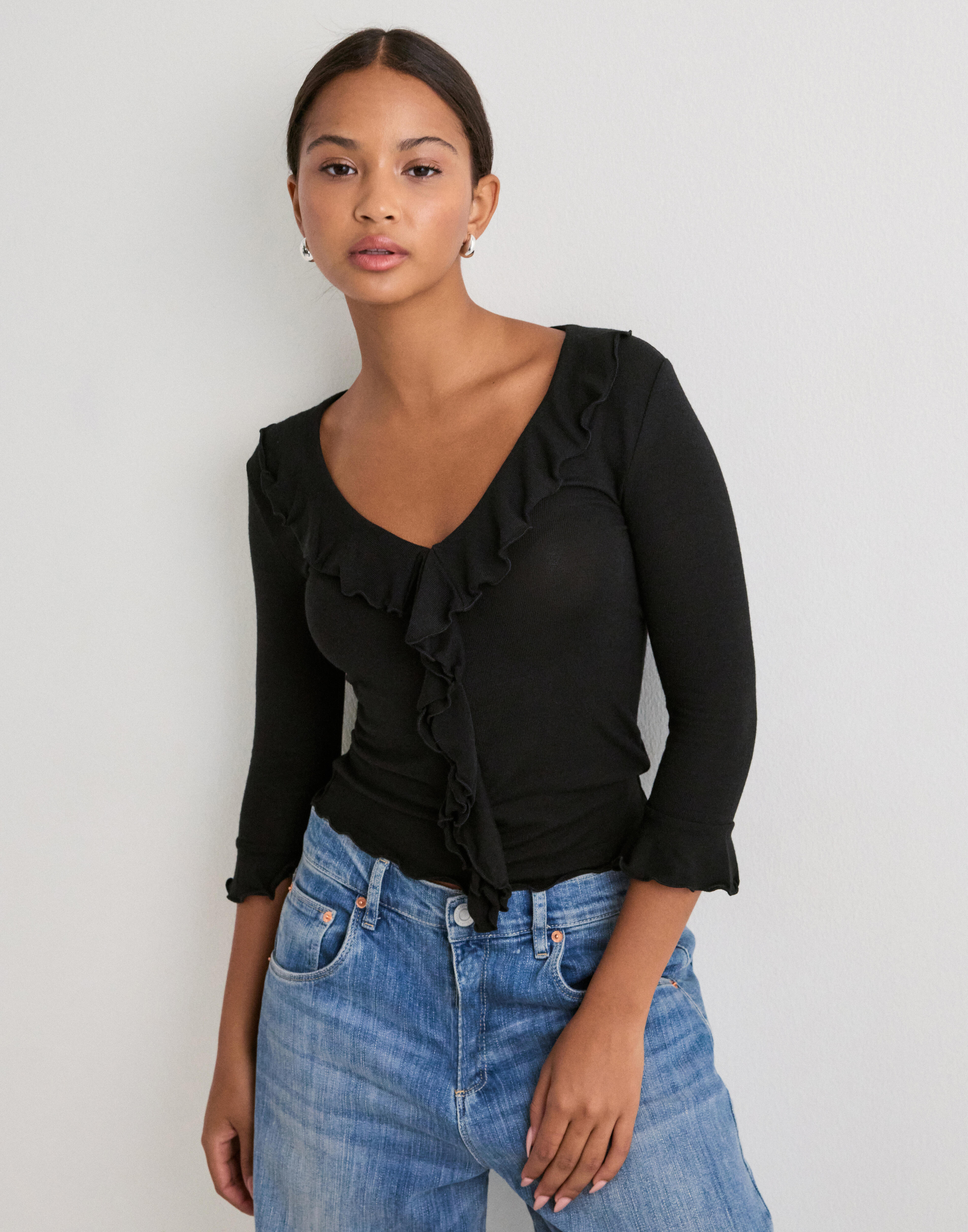 Buy Nelly Perfect Basic Half Sleeve Top - Svart | Nelly.com