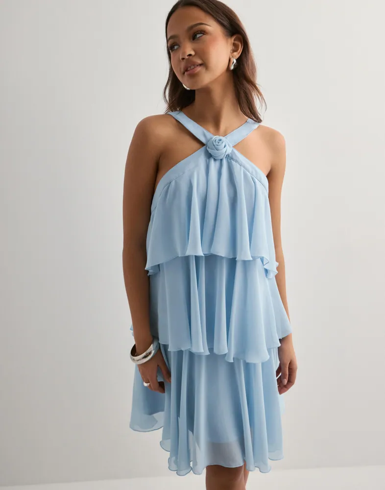 Buy Vero Moda VMFELICIA SL RUFFLE SHORT DRESS EXP - Cashmere Blue |  Nelly.com