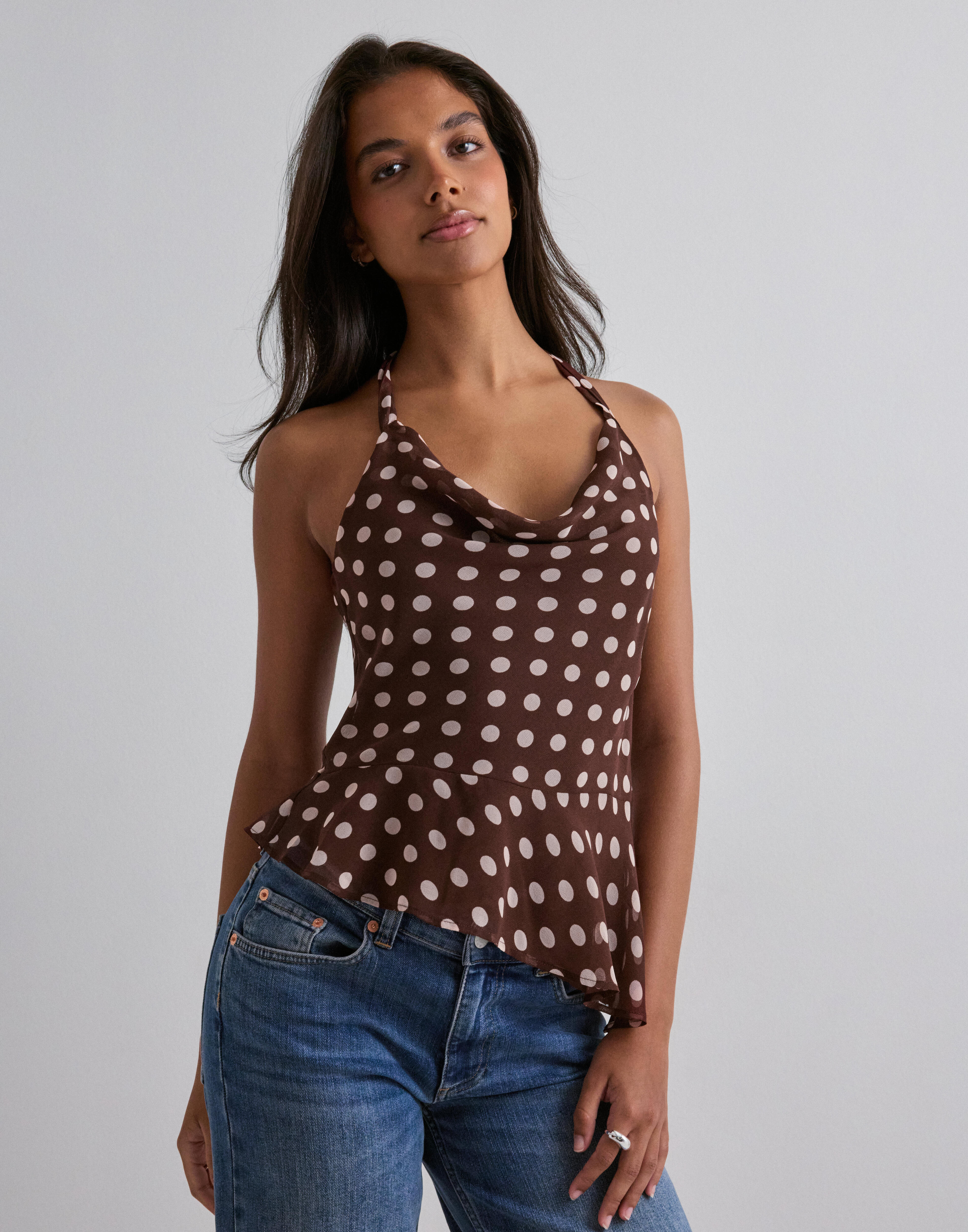 Brown Patterned Halter Top
