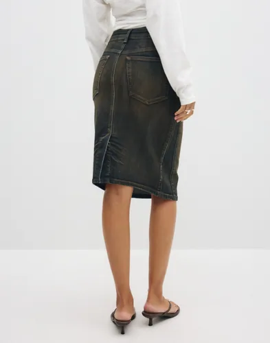 Nelly Coated Mid Denim Skirt jeanskjolar dam – bild 3