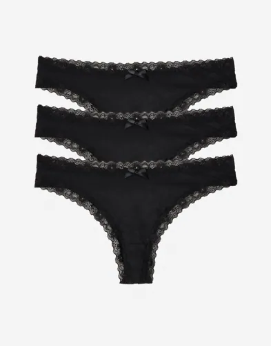 DORINA - Svart - Essential Microfibre THONG — produktbild