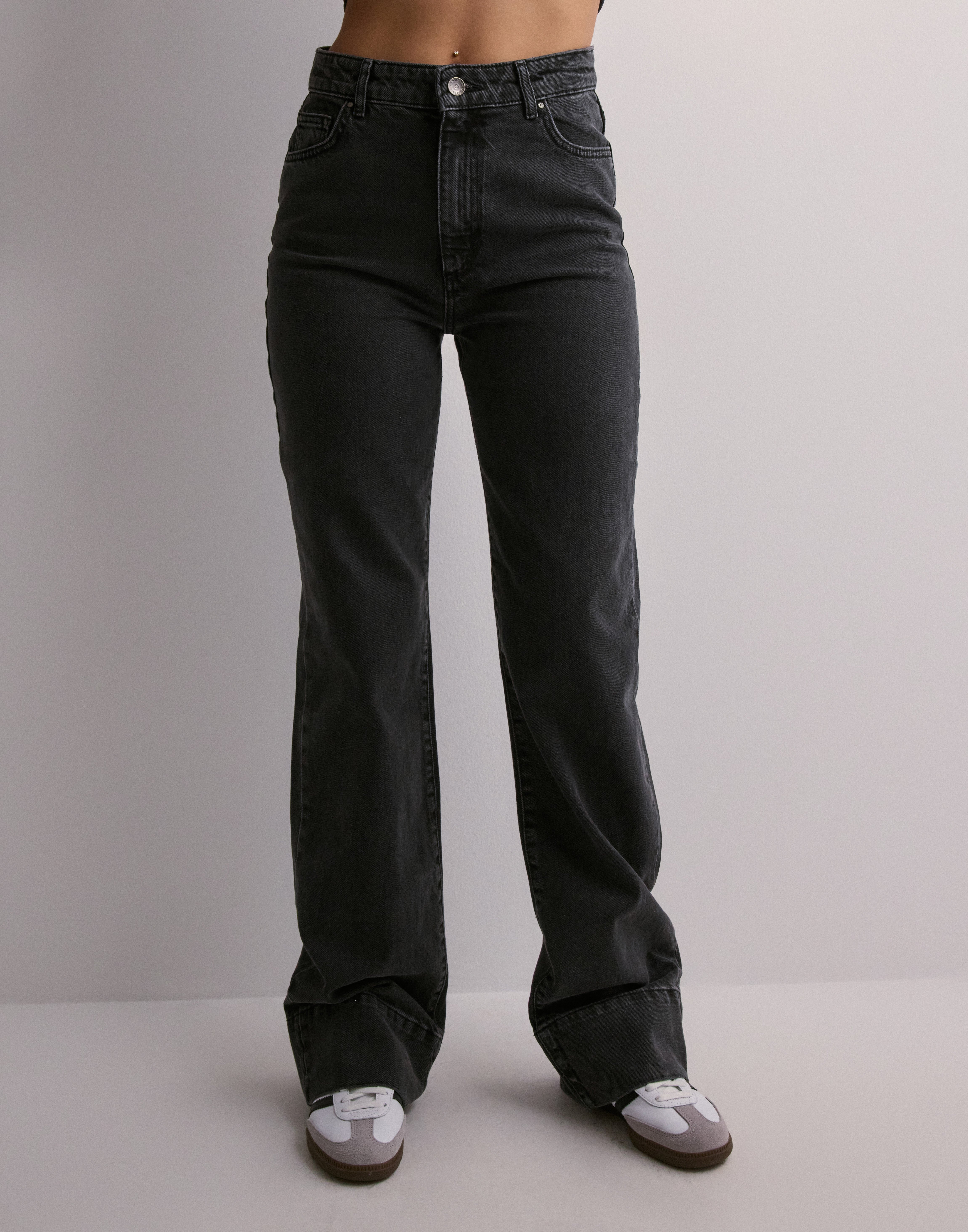 Buy Only ONLCAMILLE EX HW WIDE PF FOLD UP DN - Washed Black
