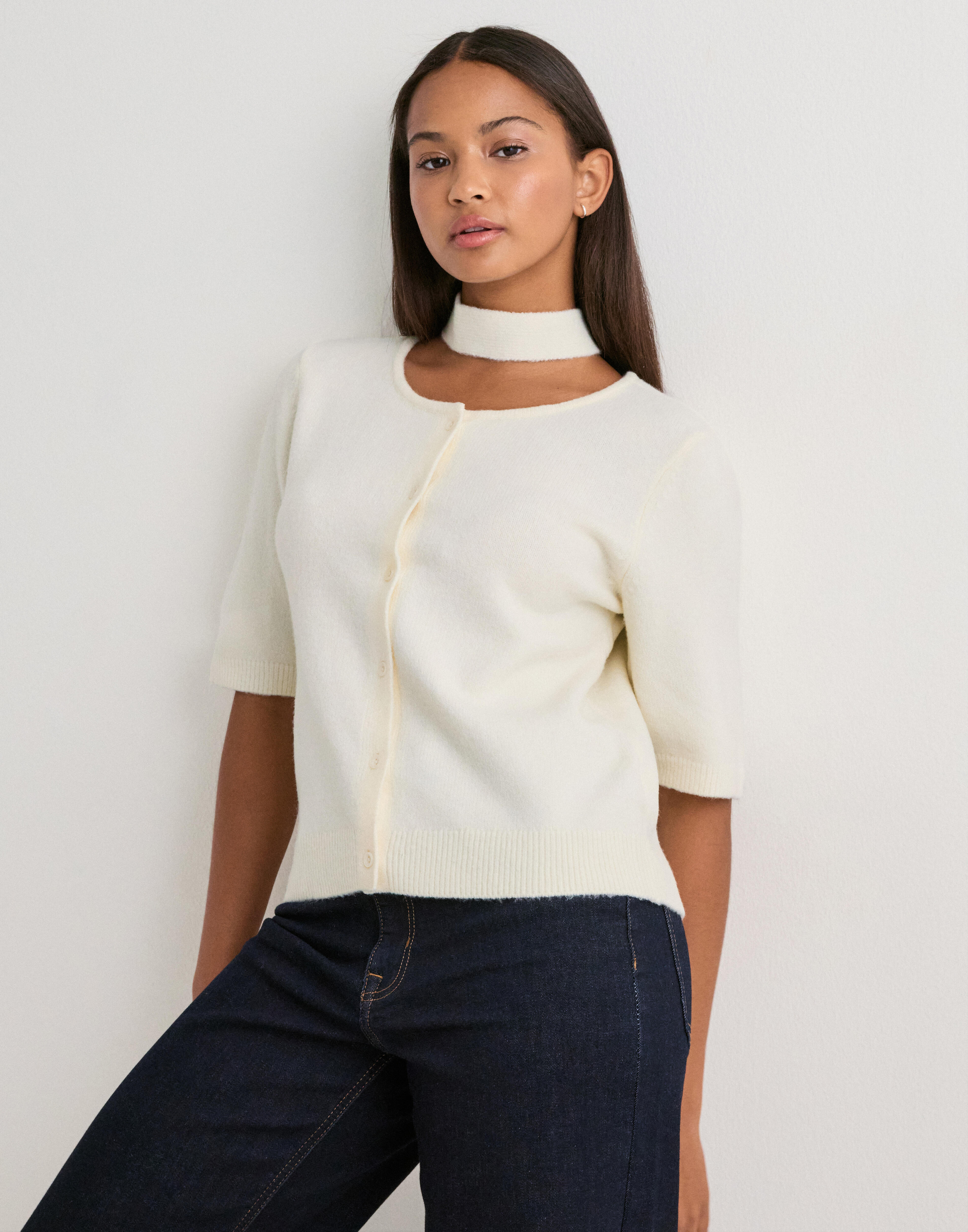 Buy Vero Moda VMKAE 2/4 SCARF CARDIGAN KNIT EXP - Snow White