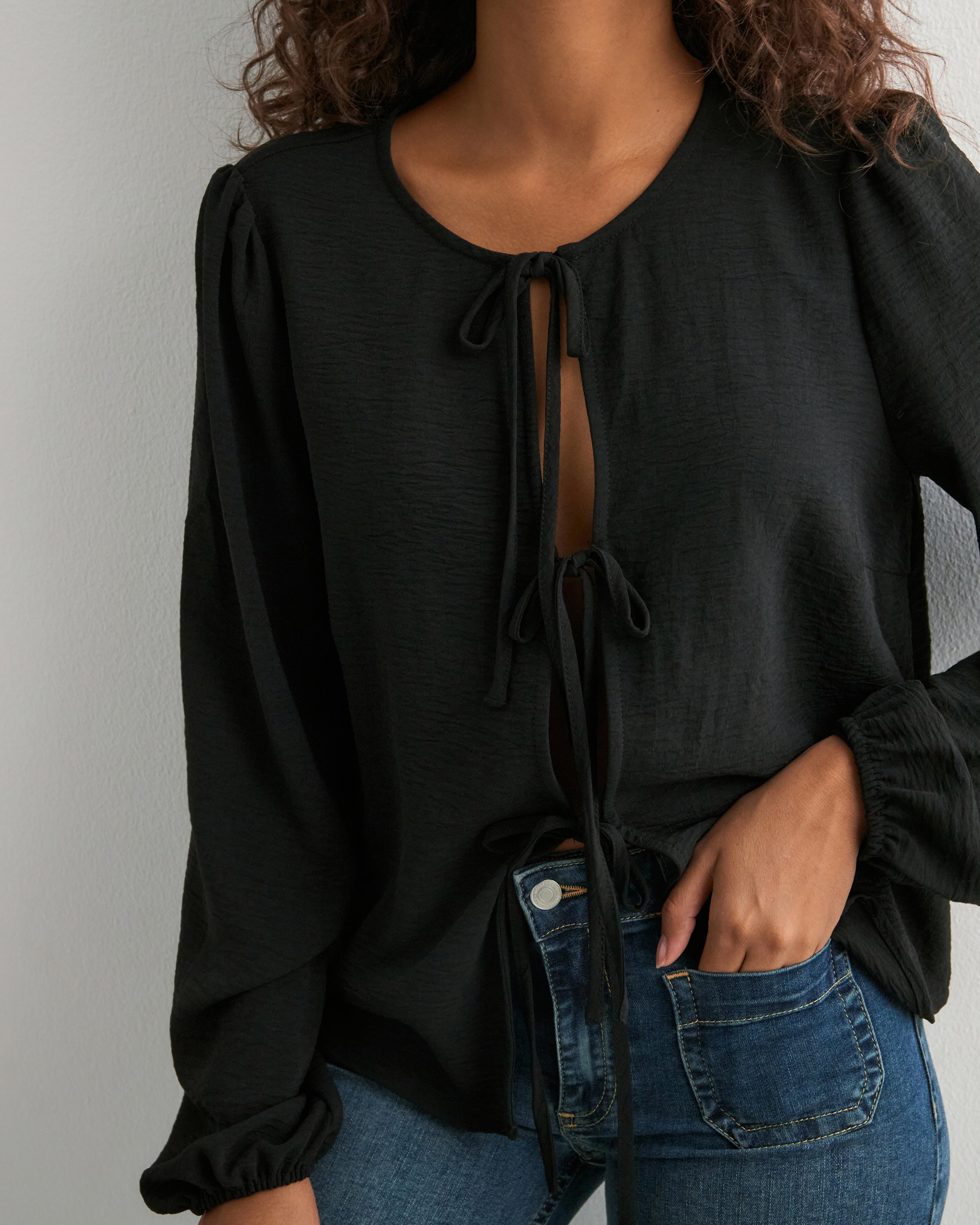 Buy Pieces PCTIFFANY LS TIE TOP WVN NOOS BC - Black | Nelly.com