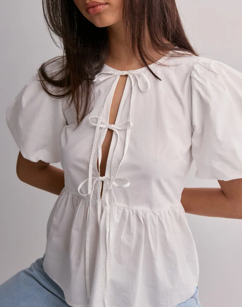 Bow Puff Sleeve Blouse