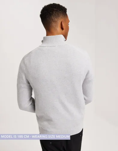 Selected Men Slhdane Ls Knit Structure Half Zip Half zip stickade tröjor herr – bild 3