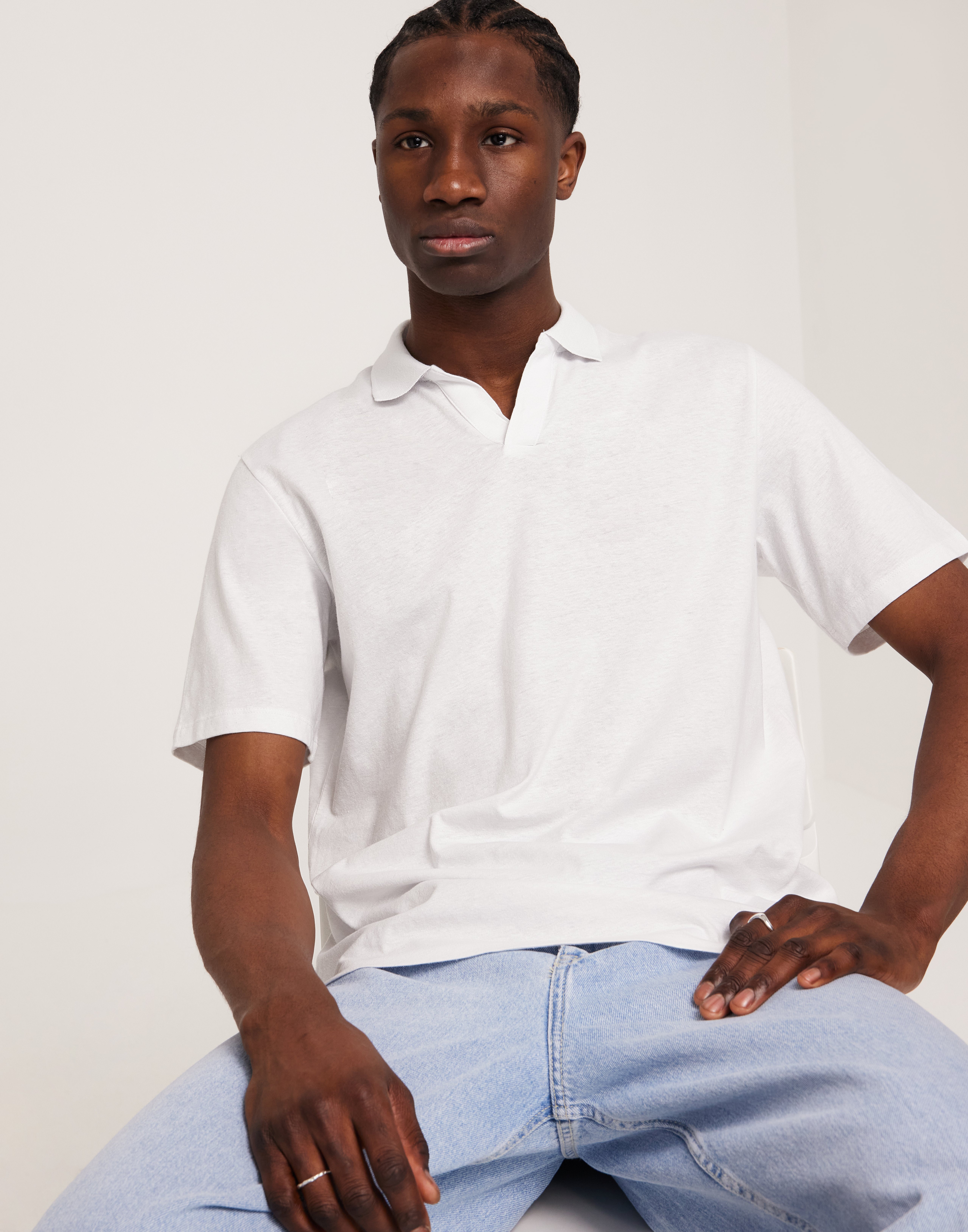 Jack & Jones Jjesummer Linen Polo Ss Ln Kortærmede poloer Hvid