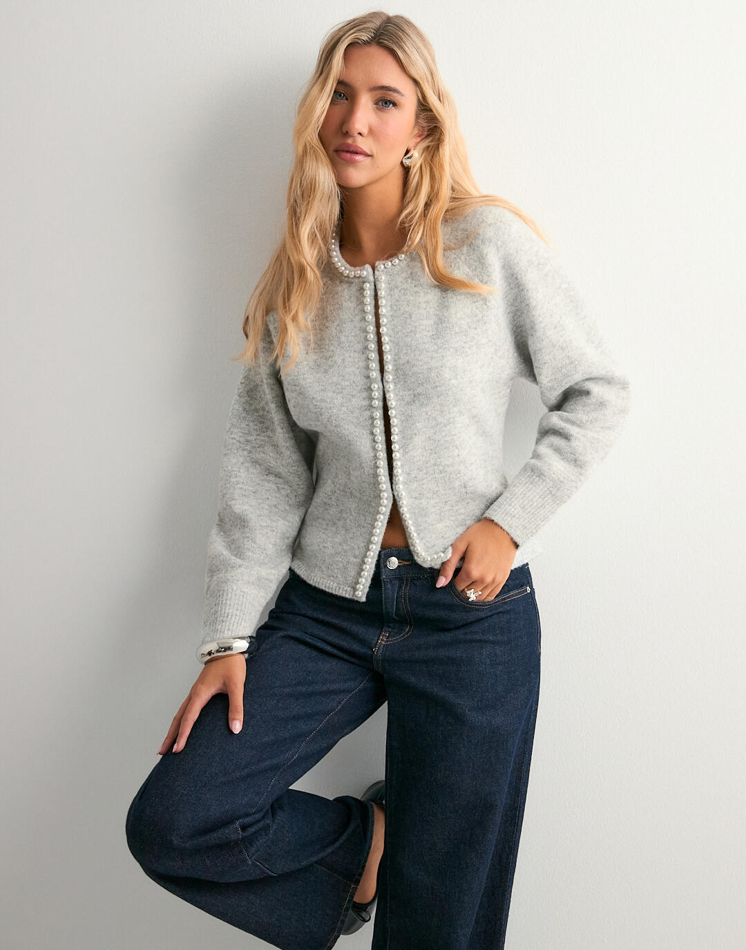 Neo Noir - Grå - Lilly Pearl Knit Cardigan