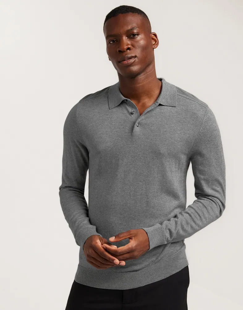 SLHBERG LS KNIT POLO NOOS