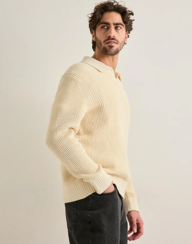 Selected Men Slhdereck Light Knit Relaxed Open P Stickade tröjor herr – bild 2