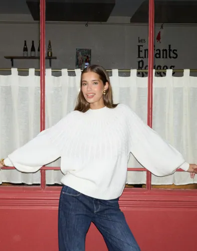 Nelly - Hvid - Round Braided Knit Sweater