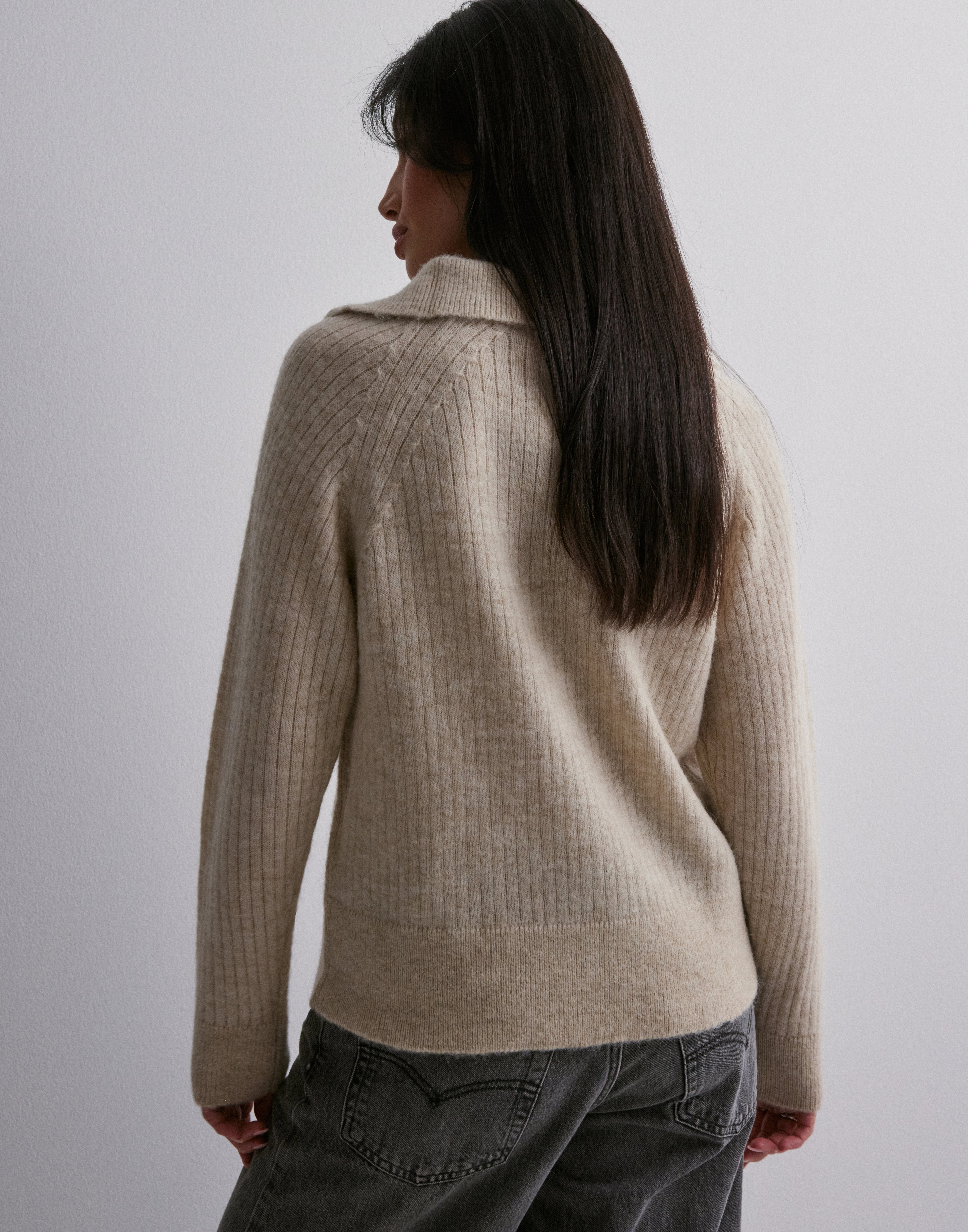 Osta Selected Femme SLFLULU MIKA HALF ZIP LS KNIT - Birch Melange ...