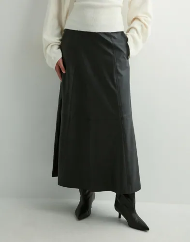 Vero Moda - Sort - Vmolive Hw Coated Ankle Skirt Prm