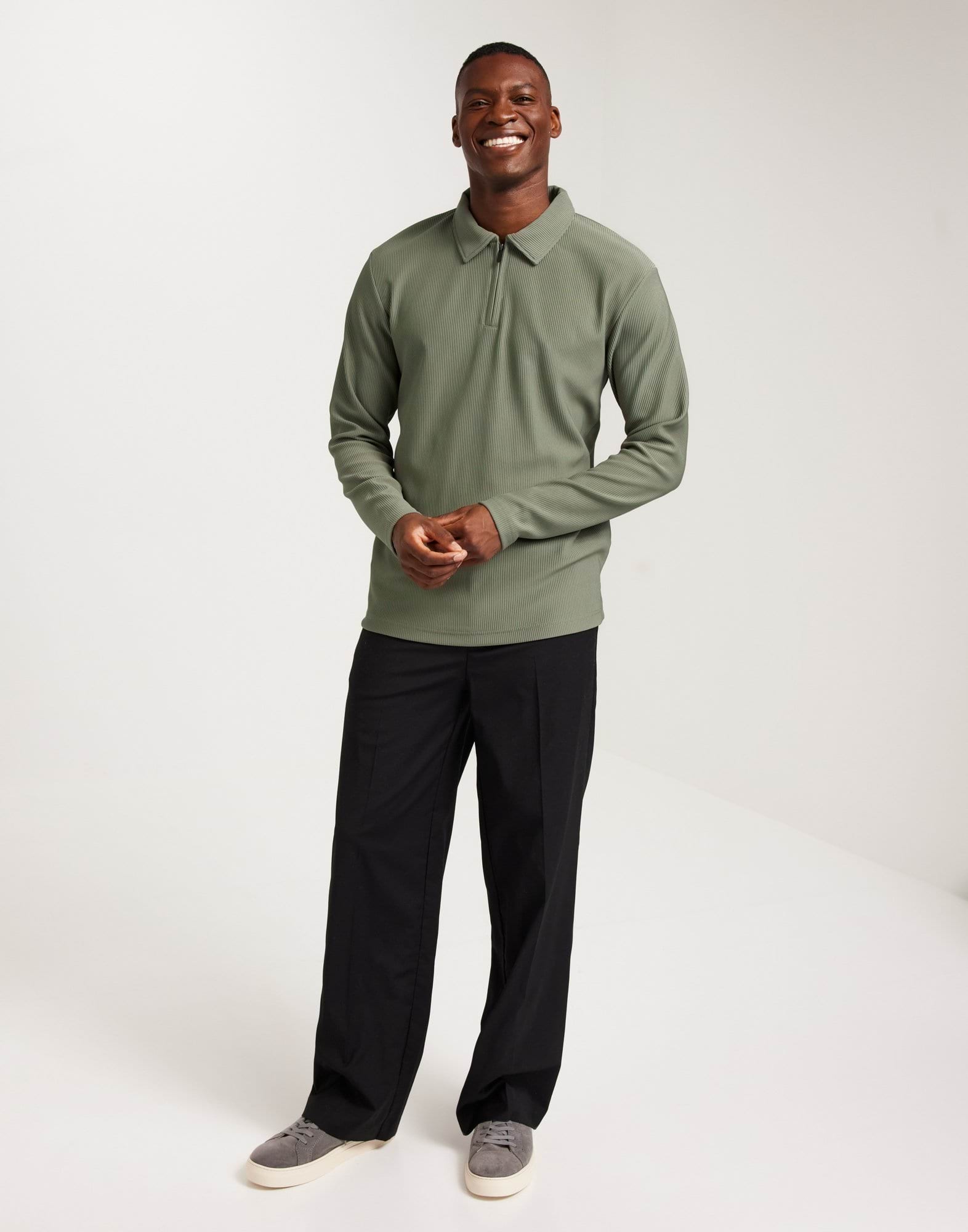 SLHRELAX-PLISSE HALF ZIP LS POLO EX