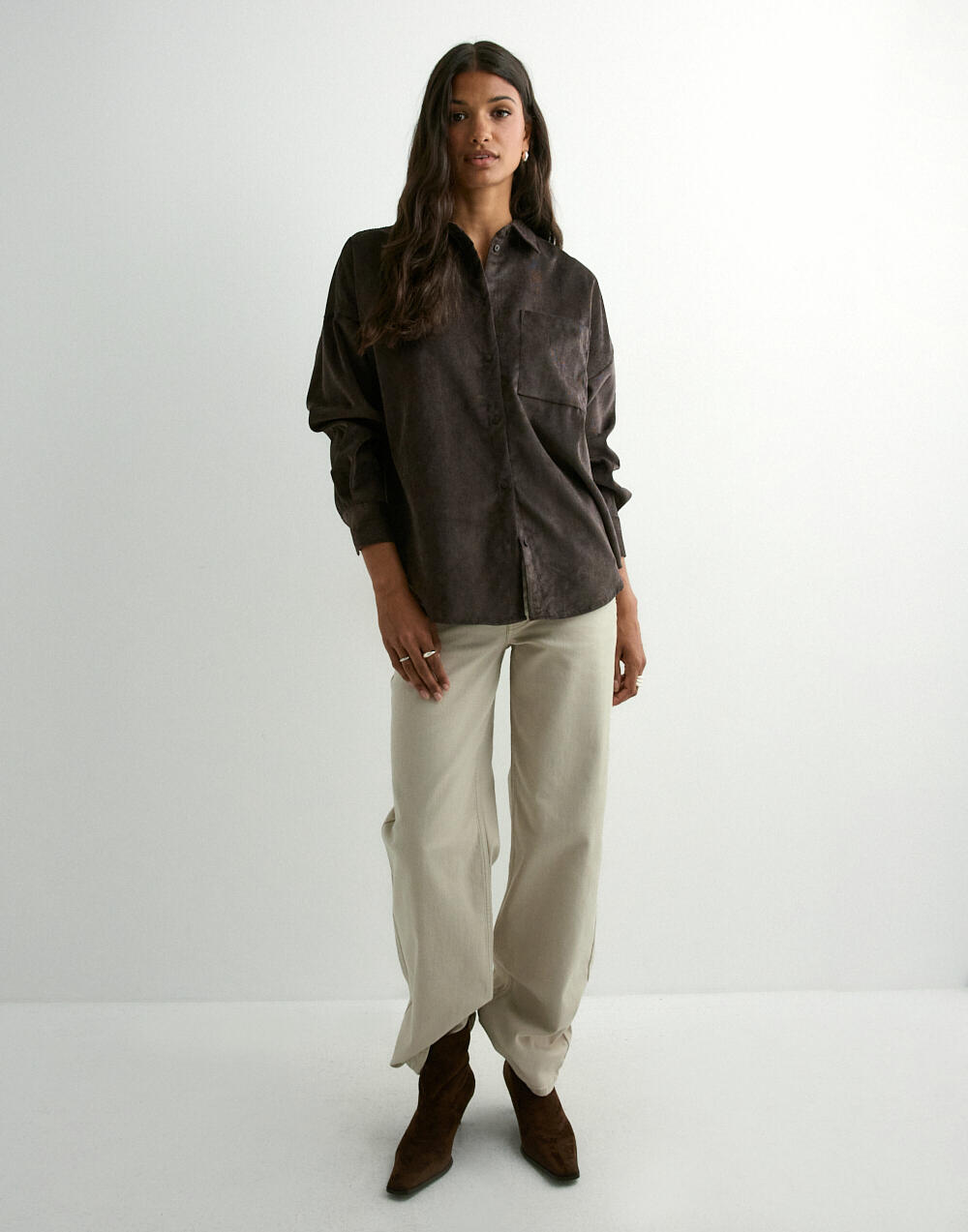 Shirt Vmani LS-Maglietta Wvn Ga Noos di Vero Moda in Bianco