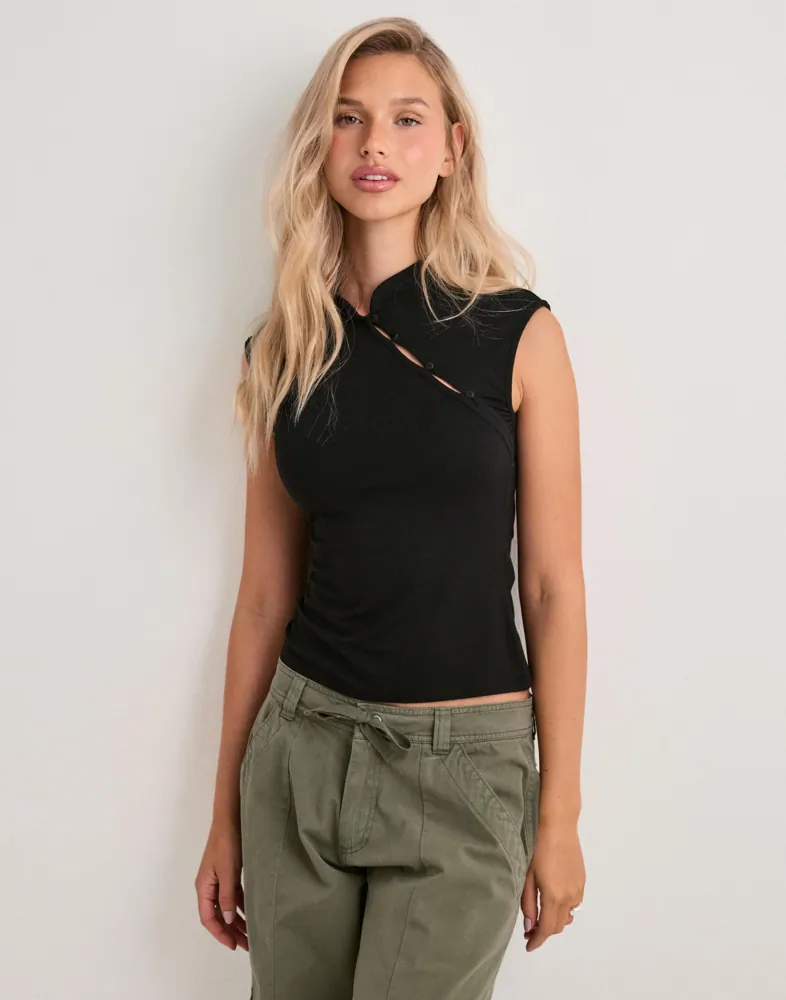 Pcjasmin Ss Button Detail Top Jrs D
