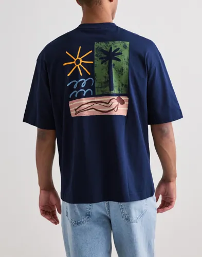 Selected Men Slhrelaxnorman License Ss Tee Kortärmade t-shirts Blå