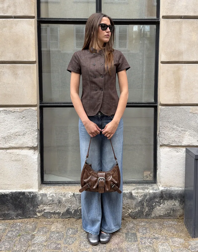 Buttoned Short Sleeve Jacket