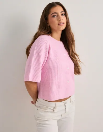 Pieces - Pink - Pcsilly Ss O-Neck Knit Cardigan Noo