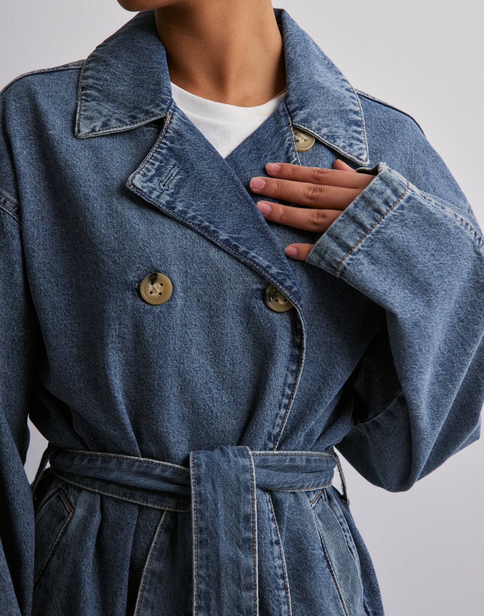 JXCHOICE DENIM L/S TRENCHCOAT DK DN