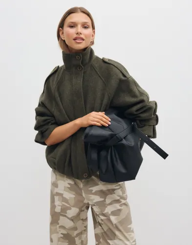 High Collar Wool Bomber