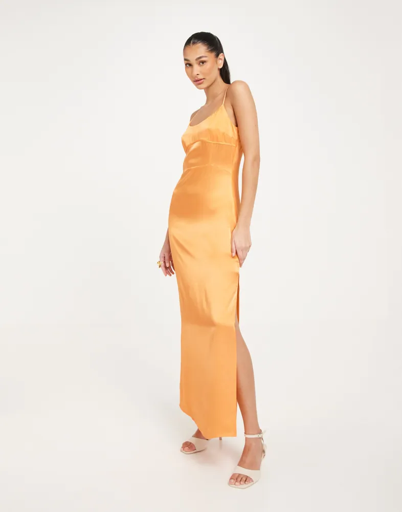 Buy Calvin Klein Jeans LOGO STRAP MIDI SLIP DRESS - Crushed Orange |  Nelly.com