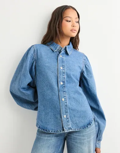 Pieces - Blå - Pcritt Ls Denim Shirt