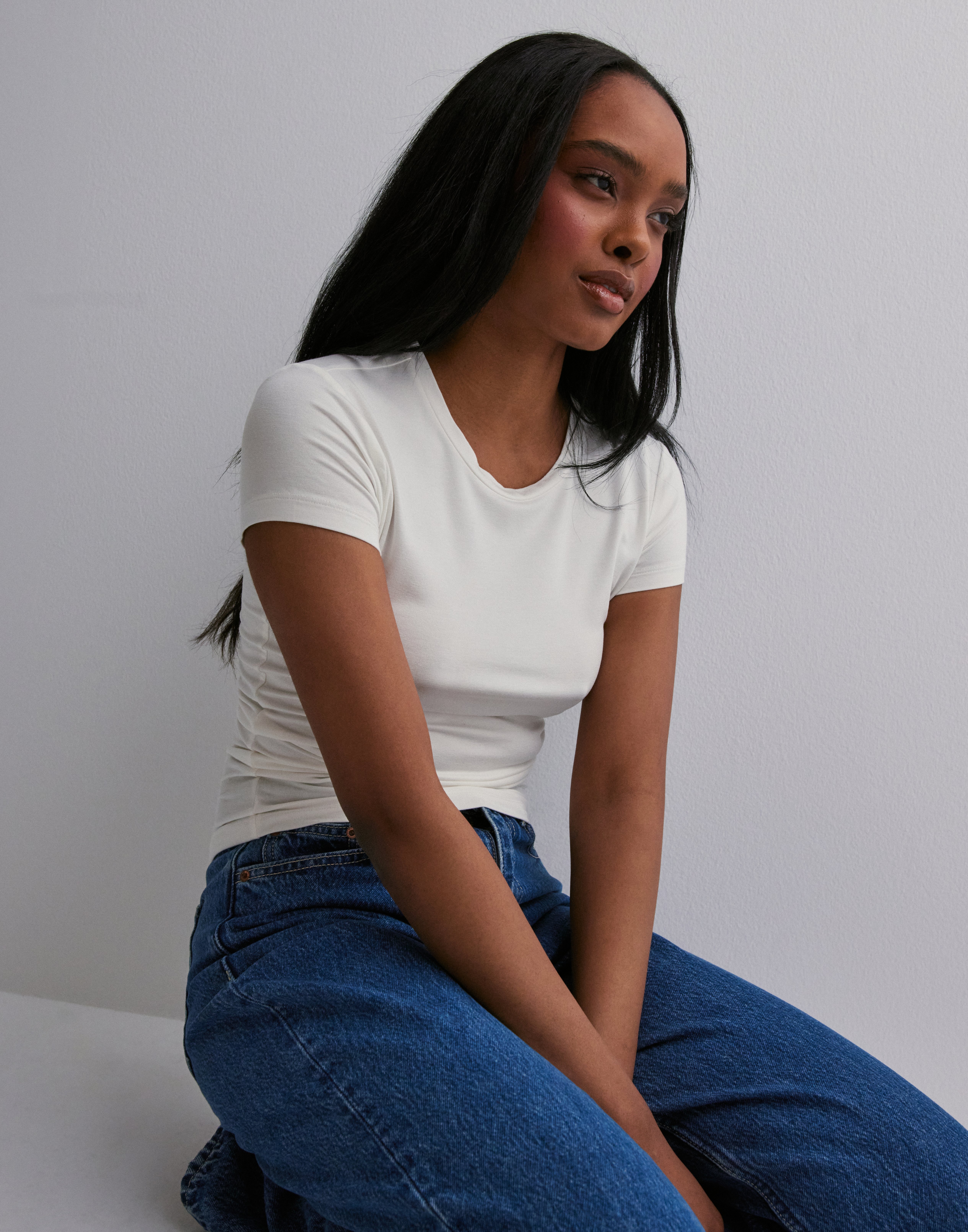 Buy Gina Tricot Soft touch short sleeve top - Offwhite | Nelly.com